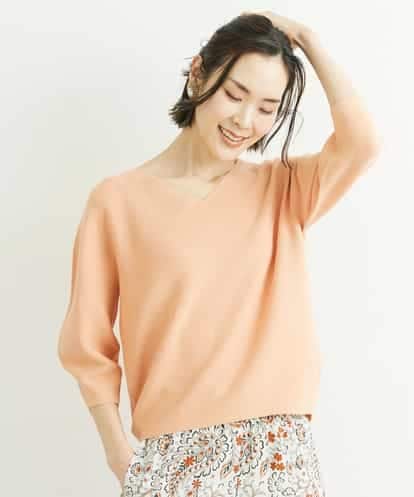 FMFGS23180 MICHEL KLEIN [1枚着としておすすめ/WEB限定カラー]ホールガーメント(R)Vネックボリュームスリーブニット