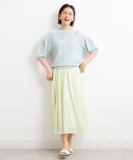 FMFGS24190 MICHEL KLEIN(ミッシェルクラン) [WEB限定カラーあり]ホールガーメント(R)パフスリーブニット グリーン(30)