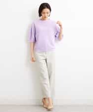 FMFGS24190 MICHEL KLEIN(ミッシェルクラン) [WEB限定カラーあり]ホールガーメント(R)パフスリーブニット グリーン(30)