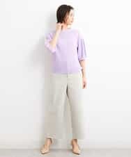 FMFGS24190 MICHEL KLEIN(ミッシェルクラン) [WEB限定カラーあり]ホールガーメント(R)パフスリーブニット グリーン(30)
