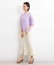 FMFGS24190 MICHEL KLEIN(ミッシェルクラン) [WEB限定カラーあり]ホールガーメント(R)パフスリーブニット グリーン(30)