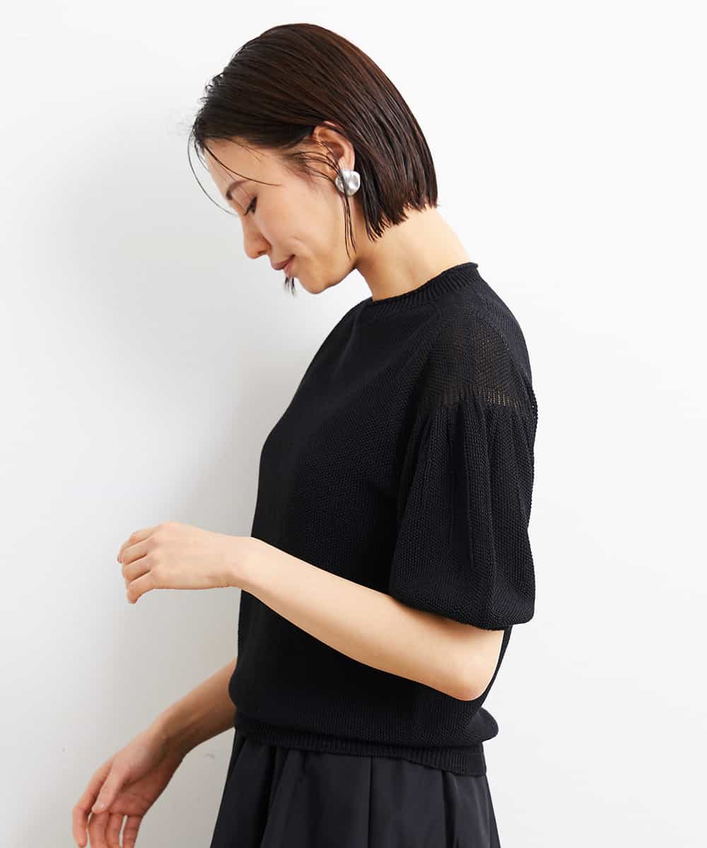 FMFGS24190 MICHEL KLEIN(ミッシェルクラン) [WEB限定カラーあり]ホールガーメント(R)パフスリーブニット グリーン(30)