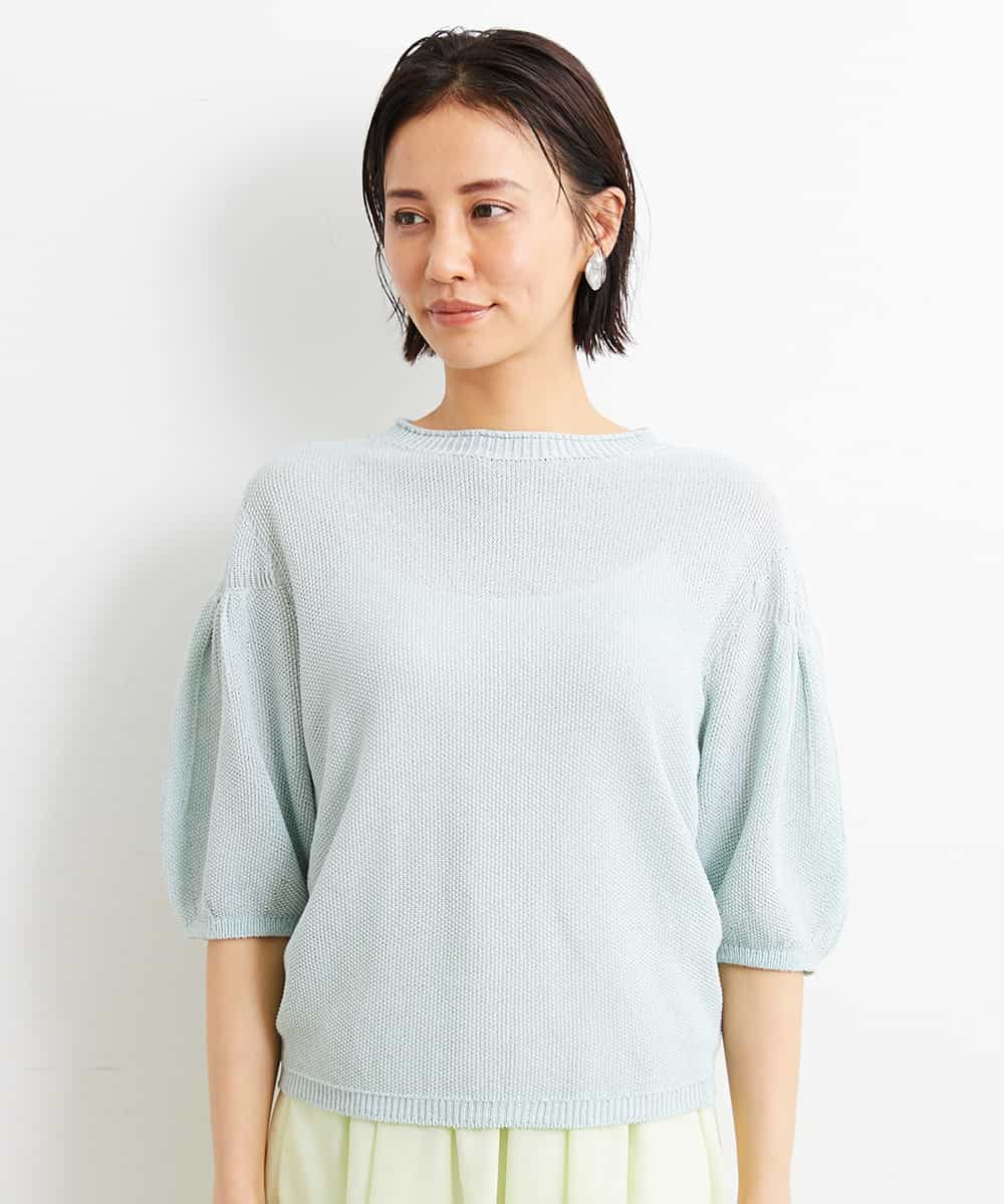 FMFGS24190 MICHEL KLEIN(ミッシェルクラン) [WEB限定カラーあり]ホールガーメント(R)パフスリーブニット グリーン(30)