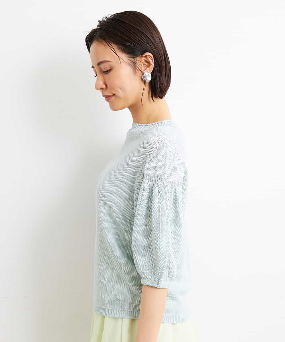 FMFGS24190 MICHEL KLEIN(ミッシェルクラン) [WEB限定カラーあり]ホールガーメント(R)パフスリーブニット グリーン(30)