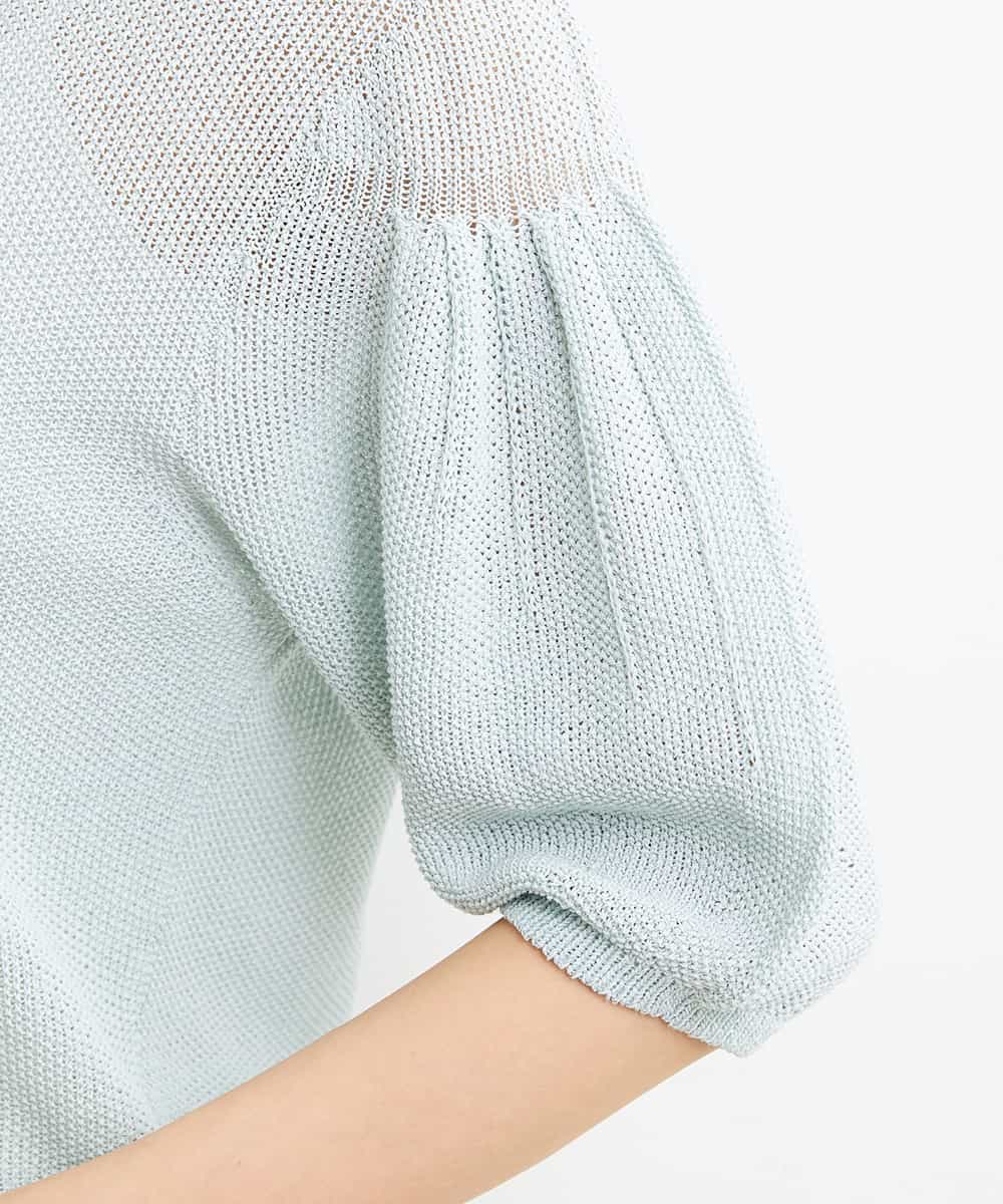 FMFGS24190 MICHEL KLEIN(ミッシェルクラン) [WEB限定カラーあり]ホールガーメント(R)パフスリーブニット グリーン(30)