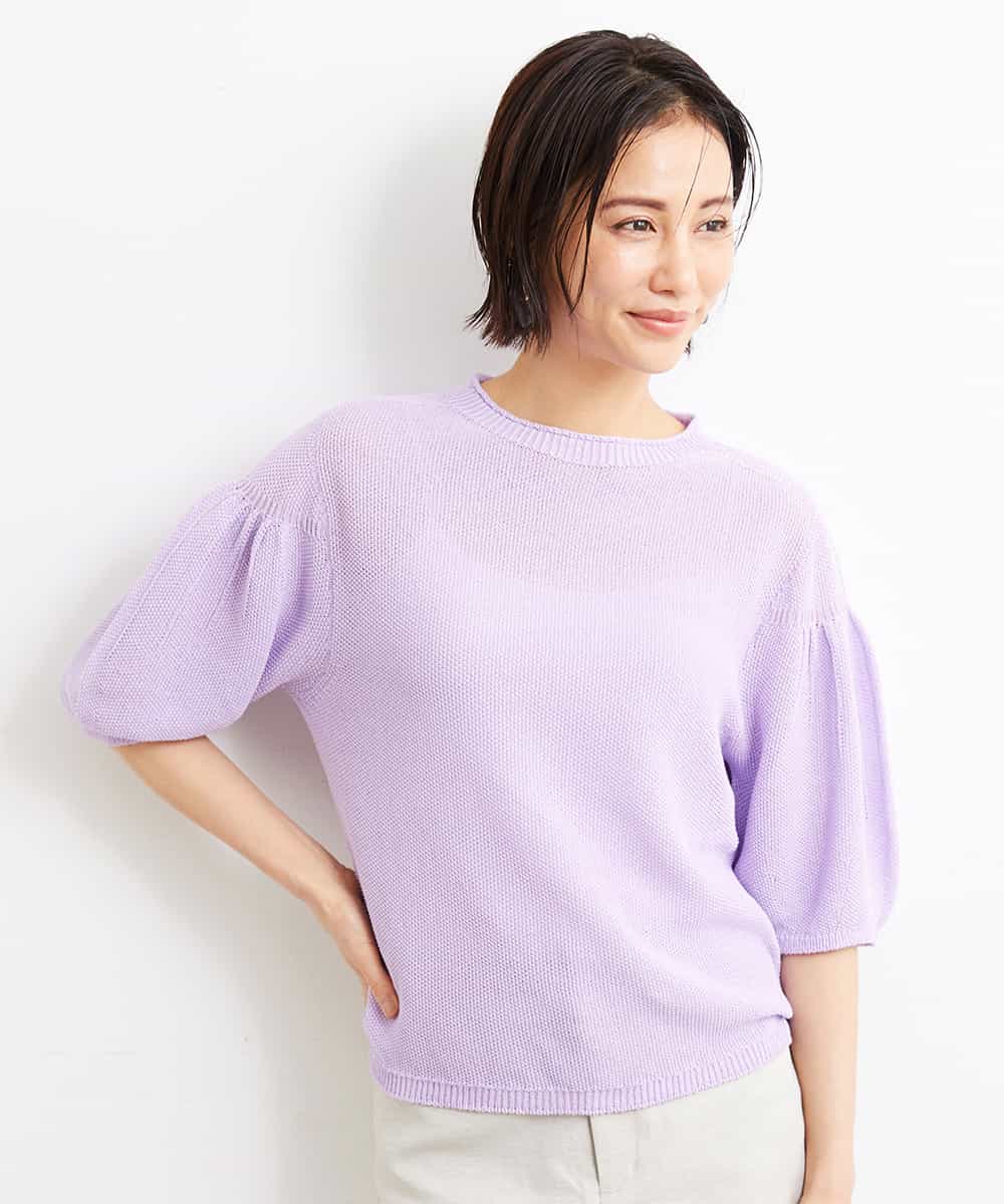 FMFGS24190 MICHEL KLEIN(ミッシェルクラン) [WEB限定カラーあり]ホールガーメント(R)パフスリーブニット ラベンダー(60)WEB限定カラー