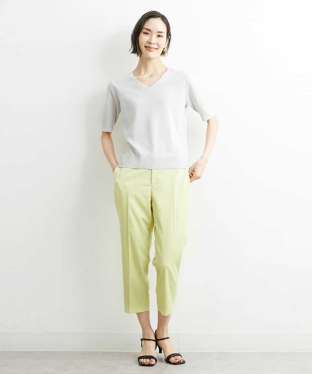 FMFGS29220 MICHEL KLEIN(ミッシェルクラン) Vネックプルオーバーニット（アンサンブル対応） ライトグレー(91)