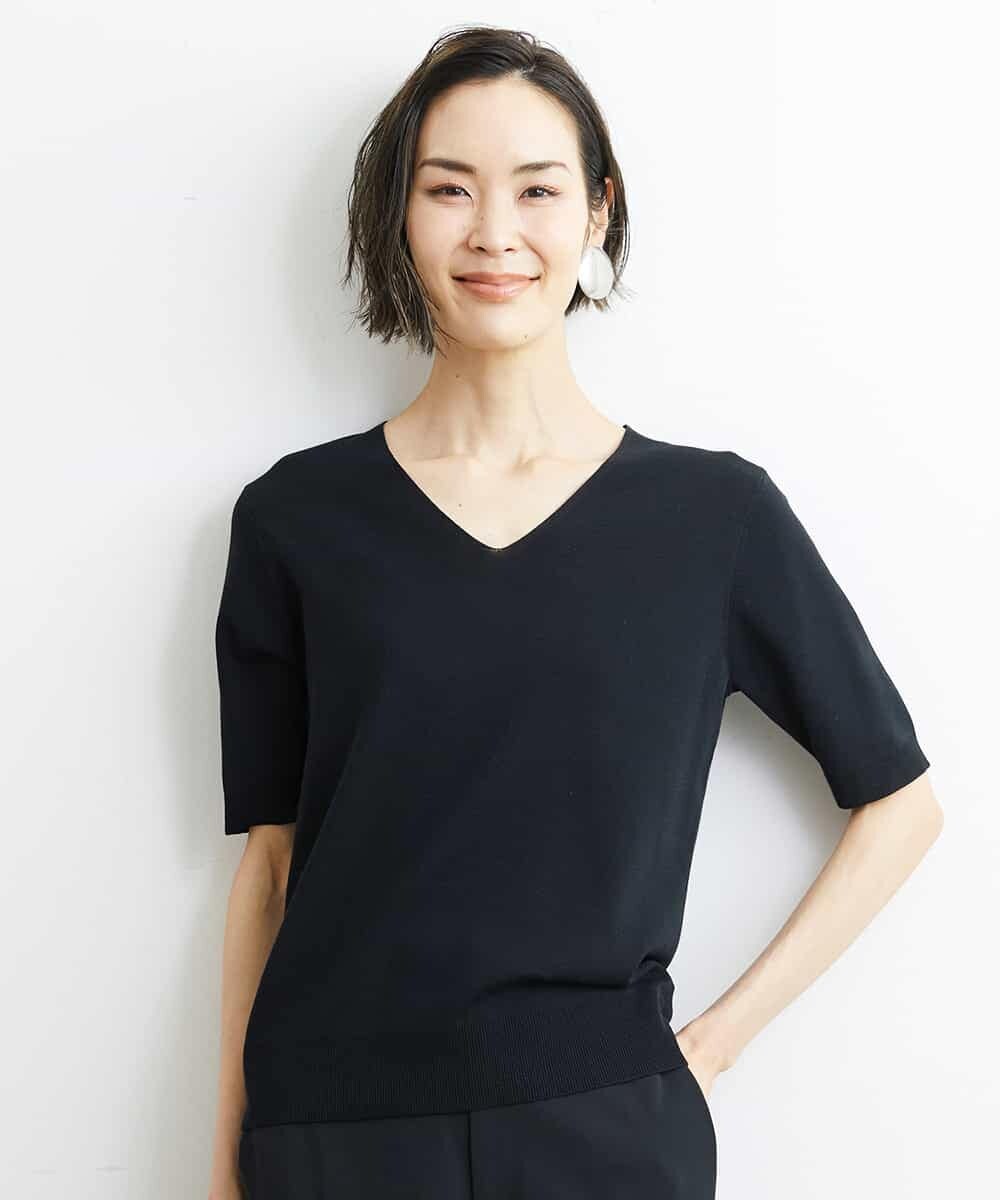 FMFGS29220 MICHEL KLEIN(ミッシェルクラン) Vネックプルオーバーニット（アンサンブル対応） ライトグレー(91)