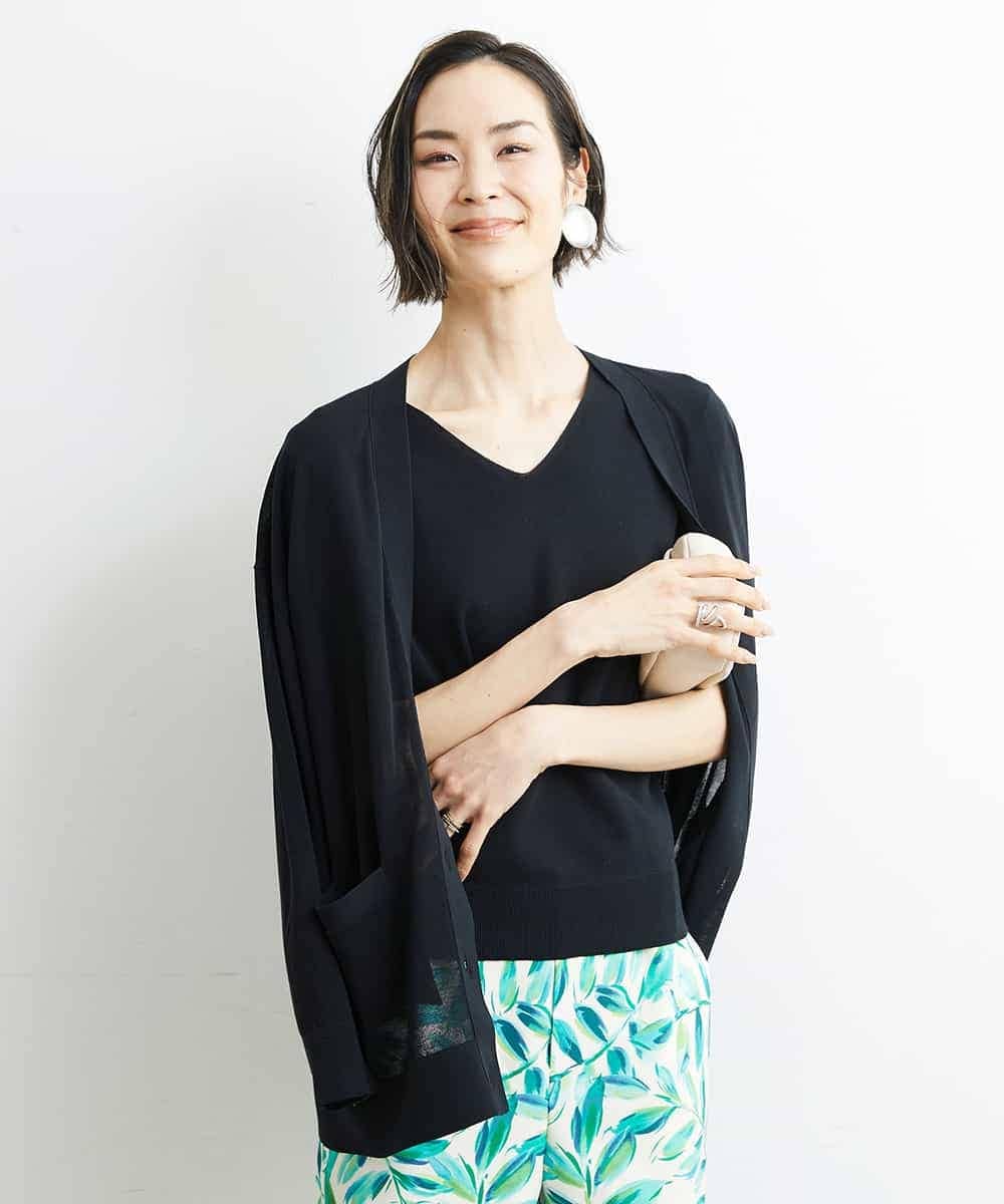 FMFGS29220 MICHEL KLEIN(ミッシェルクラン) Vネックプルオーバーニット（アンサンブル対応） ライトグレー(91)