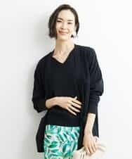 FMFGS29220 MICHEL KLEIN(ミッシェルクラン) Vネックプルオーバーニット（アンサンブル対応） ライトグレー(91)
