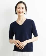 FMFGS29220 MICHEL KLEIN(ミッシェルクラン) Vネックプルオーバーニット（アンサンブル対応） ライトグレー(91)