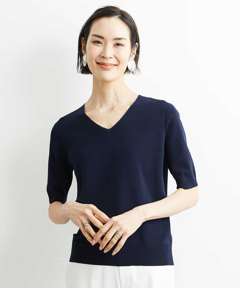 FMFGS29220 MICHEL KLEIN(ミッシェルクラン) Vネックプルオーバーニット（アンサンブル対応） ライトグレー(91)