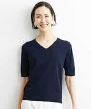 FMFGS29220 MICHEL KLEIN(ミッシェルクラン) Vネックプルオーバーニット（アンサンブル対応） ライトグレー(91)