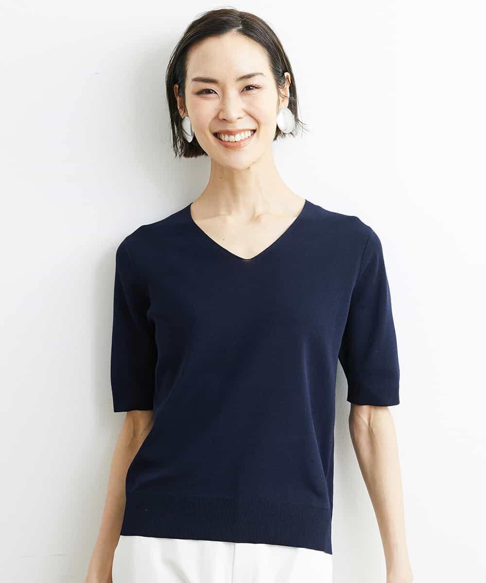 FMFGS29220 MICHEL KLEIN(ミッシェルクラン) Vネックプルオーバーニット（アンサンブル対応） ライトグレー(91)