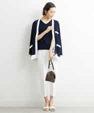 FMFGS29220 MICHEL KLEIN(ミッシェルクラン) Vネックプルオーバーニット（アンサンブル対応） ライトグレー(91)