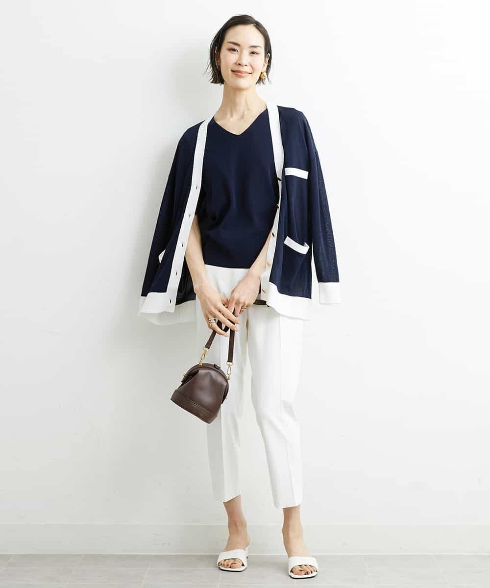 FMFGS29220 MICHEL KLEIN(ミッシェルクラン) Vネックプルオーバーニット（アンサンブル対応） ライトグレー(91)