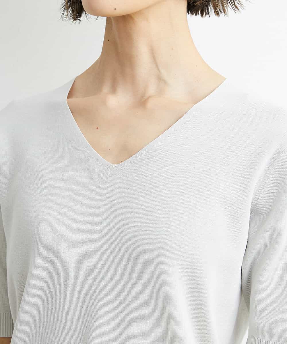 FMFGS29220 MICHEL KLEIN(ミッシェルクラン) Vネックプルオーバーニット（アンサンブル対応） ライトグレー(91)