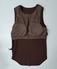 FMFGS30180 MICHEL KLEIN(ミッシェルクラン) [取り外し可能なカップ付き]リブニットタンクトップ（アンサンブル対応） ブラウン(87)
