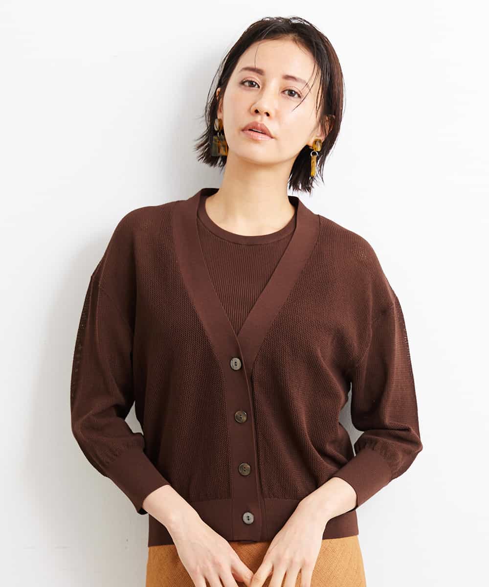 FMFGS30180 MICHEL KLEIN(ミッシェルクラン) [取り外し可能なカップ付き]リブニットタンクトップ（アンサンブル対応） ブラウン(87)