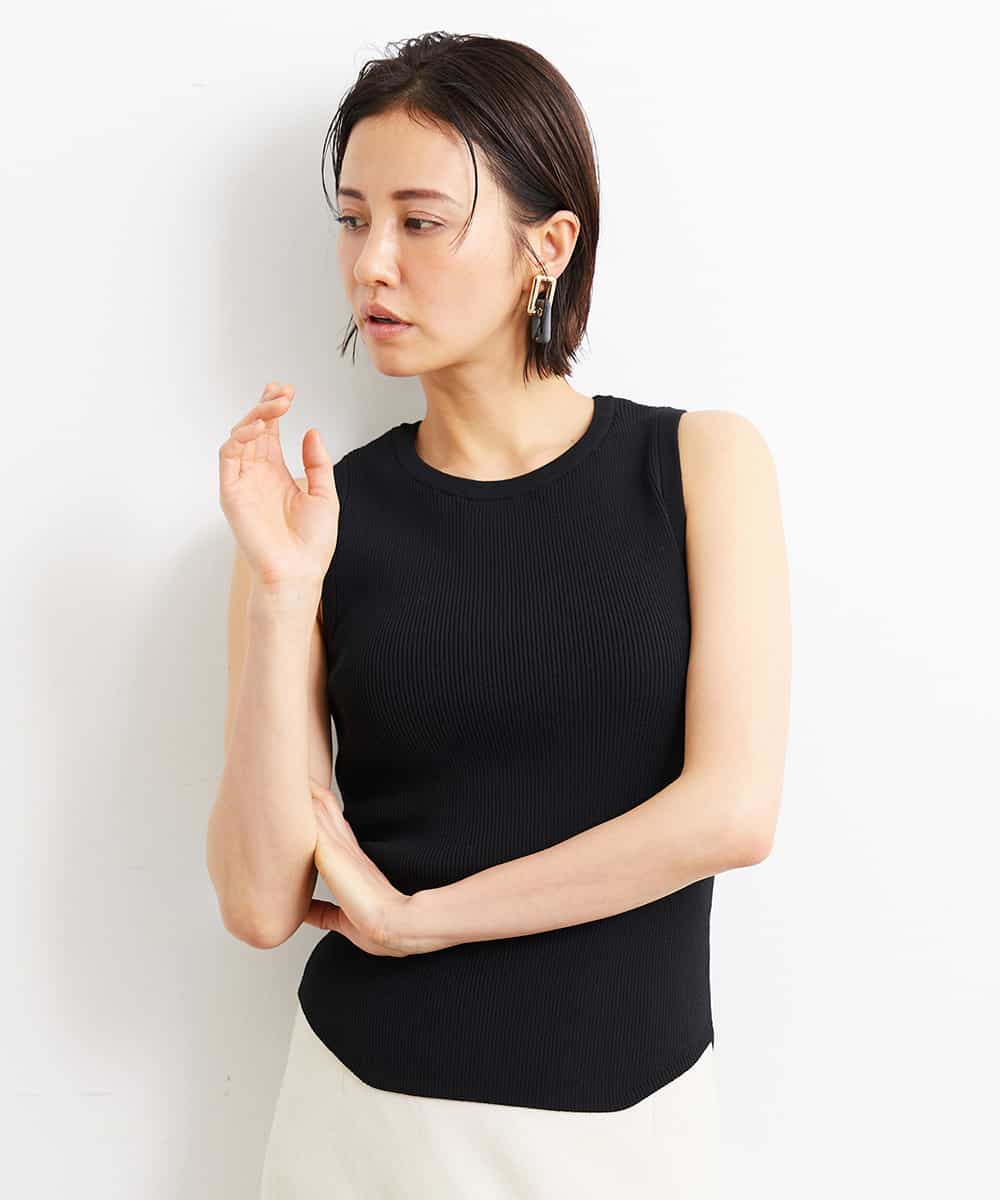 FMFGS30180 MICHEL KLEIN(ミッシェルクラン) [取り外し可能なカップ付き]リブニットタンクトップ（アンサンブル対応） ブラウン(87)