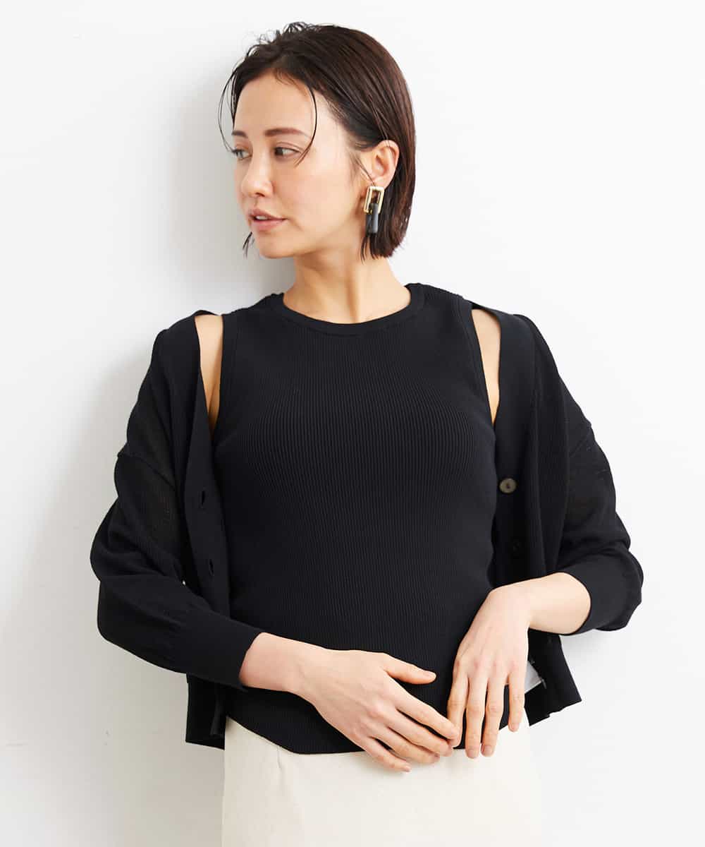 FMFGS30180 MICHEL KLEIN(ミッシェルクラン) [取り外し可能なカップ付き]リブニットタンクトップ（アンサンブル対応） ブラウン(87)