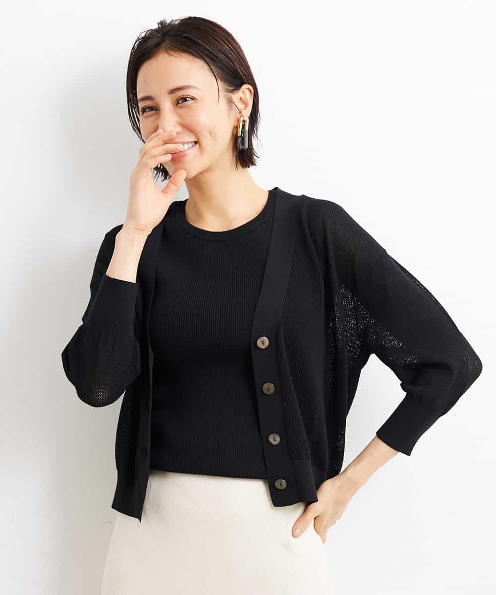 FMFGS30180 MICHEL KLEIN(ミッシェルクラン) [取り外し可能なカップ付き]リブニットタンクトップ（アンサンブル対応） ブラウン(87)