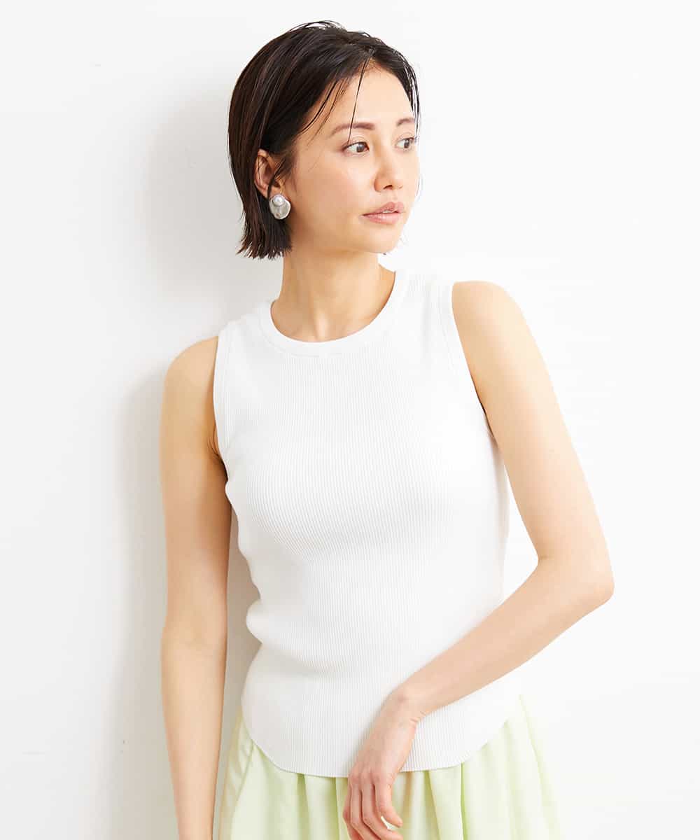 FMFGS30180 MICHEL KLEIN(ミッシェルクラン) [取り外し可能なカップ付き]リブニットタンクトップ（アンサンブル対応） ブラウン(87)