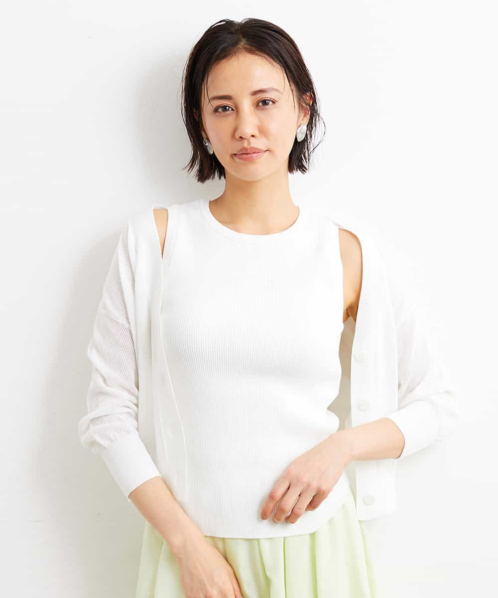FMFGS30180 MICHEL KLEIN(ミッシェルクラン) [取り外し可能なカップ付き]リブニットタンクトップ（アンサンブル対応） ブラウン(87)