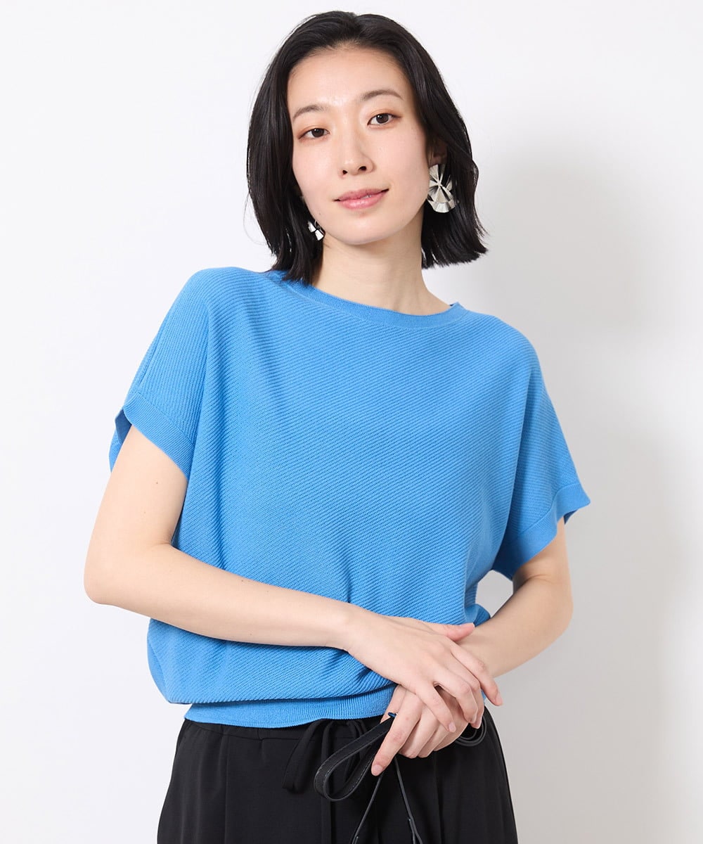 FMFGV25170 MICHEL KLEIN(ミッシェルクラン) ホールガーメント（R）フレンチスリーブニット グリーン(34)