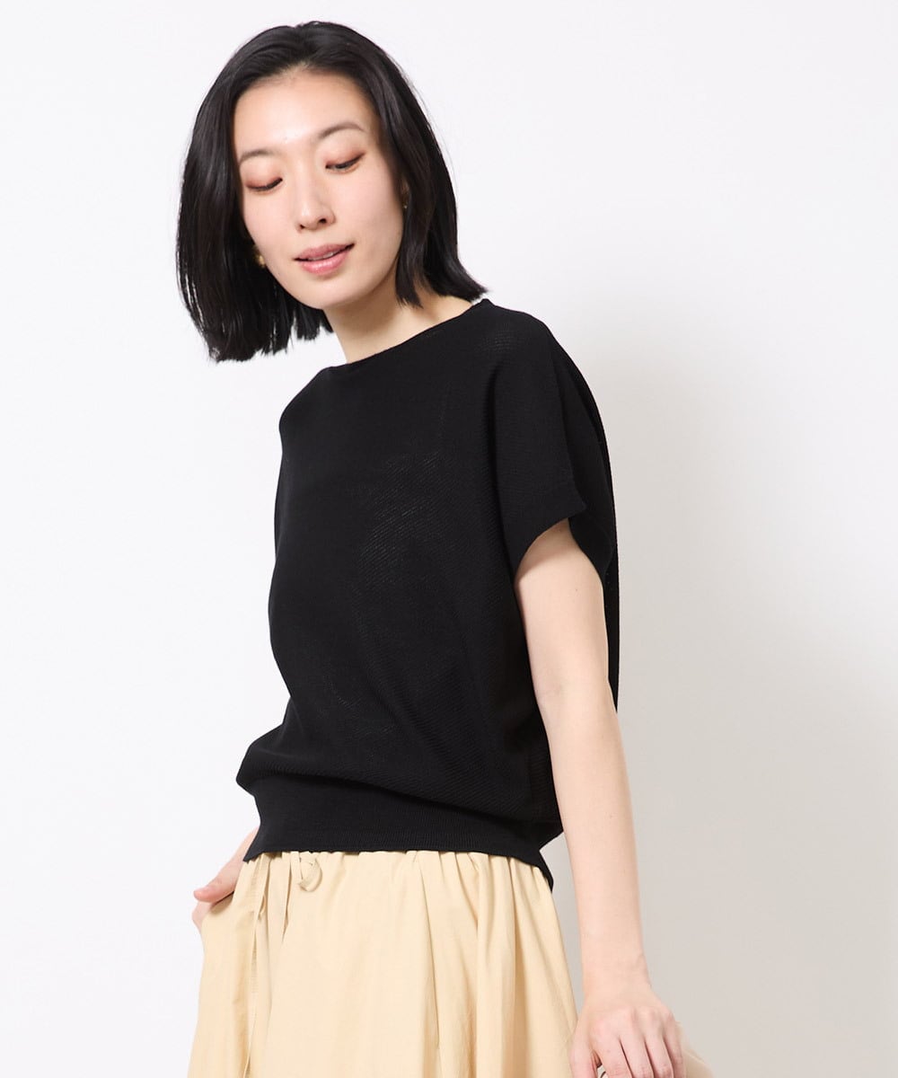 FMFGV25170 MICHEL KLEIN(ミッシェルクラン) ホールガーメント（R）フレンチスリーブニット グリーン(34)