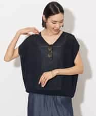 FMFHA31220 MICHEL KLEIN(ミッシェルクラン) [ホールガーメント]コクーンVネックニット ネイビー