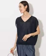 FMFHA31220 MICHEL KLEIN(ミッシェルクラン) [ホールガーメント]コクーンVネックニット ネイビー
