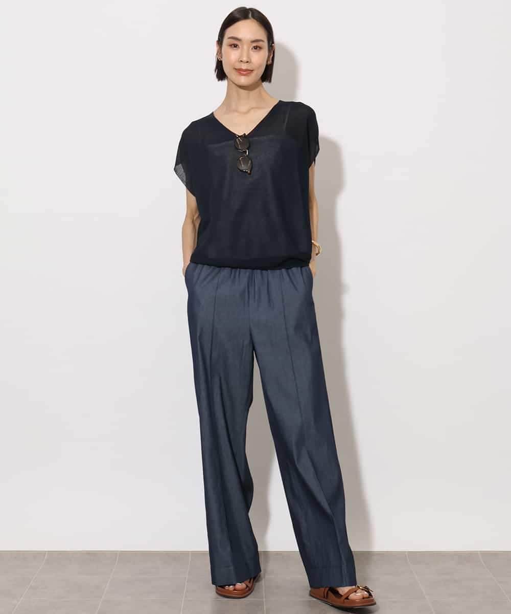 FMFHA31220 MICHEL KLEIN(ミッシェルクラン) [ホールガーメント]コクーンVネックニット ネイビー