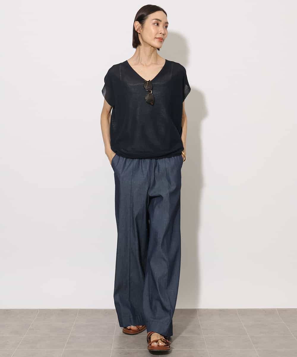 FMFHA31220 MICHEL KLEIN(ミッシェルクラン) [ホールガーメント]コクーンVネックニット ネイビー