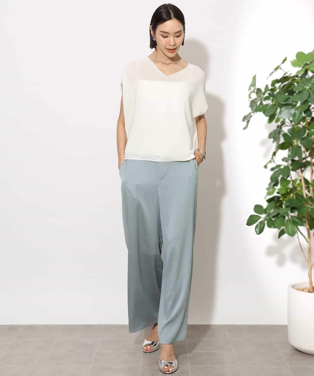 FMFHA31220 MICHEL KLEIN(ミッシェルクラン) [ホールガーメント]コクーンVネックニット ネイビー