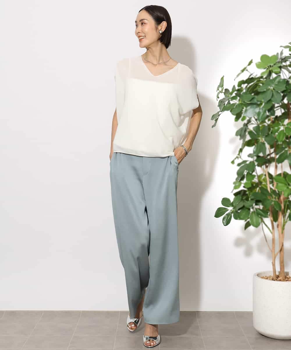 FMFHA31220 MICHEL KLEIN(ミッシェルクラン) [ホールガーメント]コクーンVネックニット ネイビー