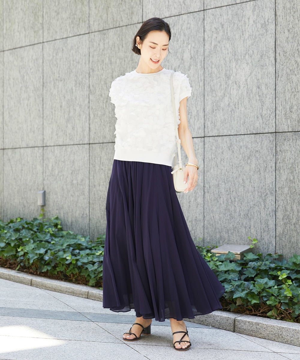 FMFHD01230 MICHEL KLEIN(ミッシェルクラン) サークルチュールプルオーバー グリーン