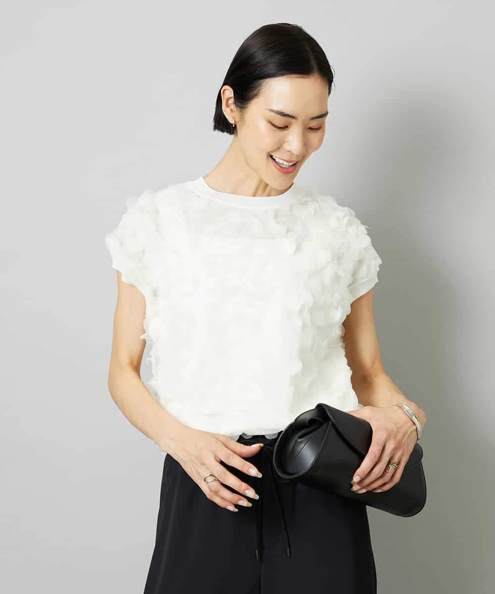 FMFHD01230 MICHEL KLEIN(ミッシェルクラン) サークルチュールプルオーバー グリーン