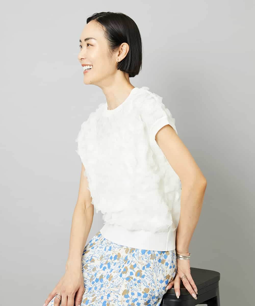 FMFHD01230 MICHEL KLEIN(ミッシェルクラン) サークルチュールプルオーバー グリーン