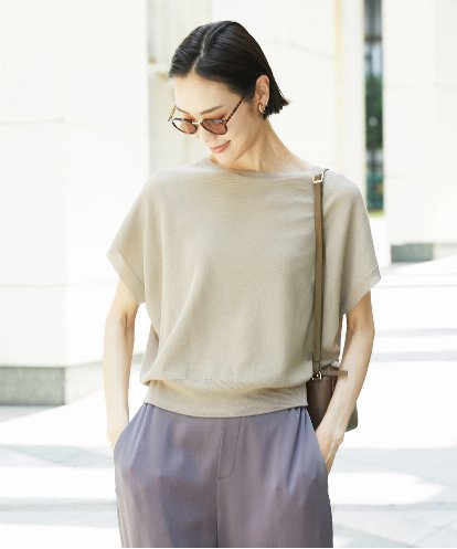 FMFHD26170 MICHEL KLEIN ホールガーメント(R)フレンチスリーブニット