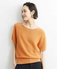 FMFHS28220 MICHEL KLEIN(ミッシェルクラン) ホールガーメント(R)半袖ニットプルオーバー（アンサンブル対応／WEB限定カラーあり） オレンジ(15)