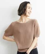 FMFHS28220 MICHEL KLEIN(ミッシェルクラン) ホールガーメント(R)半袖ニットプルオーバー（アンサンブル対応／WEB限定カラーあり） テラコッタ(84)