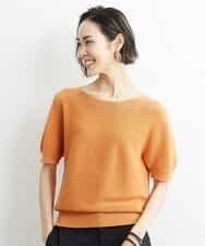 FMFHS28220 MICHEL KLEIN(ミッシェルクラン) ホールガーメント(R)半袖ニットプルオーバー（アンサンブル対応／WEB限定カラーあり） テラコッタ(84)