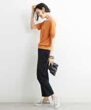 FMFHS28220 MICHEL KLEIN(ミッシェルクラン) ホールガーメント(R)半袖ニットプルオーバー（アンサンブル対応／WEB限定カラーあり） テラコッタ(84)
