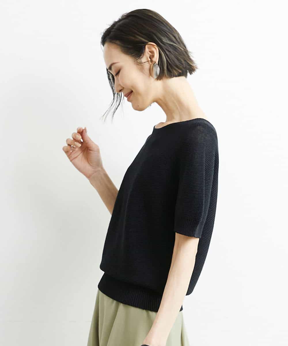 FMFHS28220 MICHEL KLEIN(ミッシェルクラン) ホールガーメント(R)半袖ニットプルオーバー（アンサンブル対応／WEB限定カラーあり） テラコッタ(84)