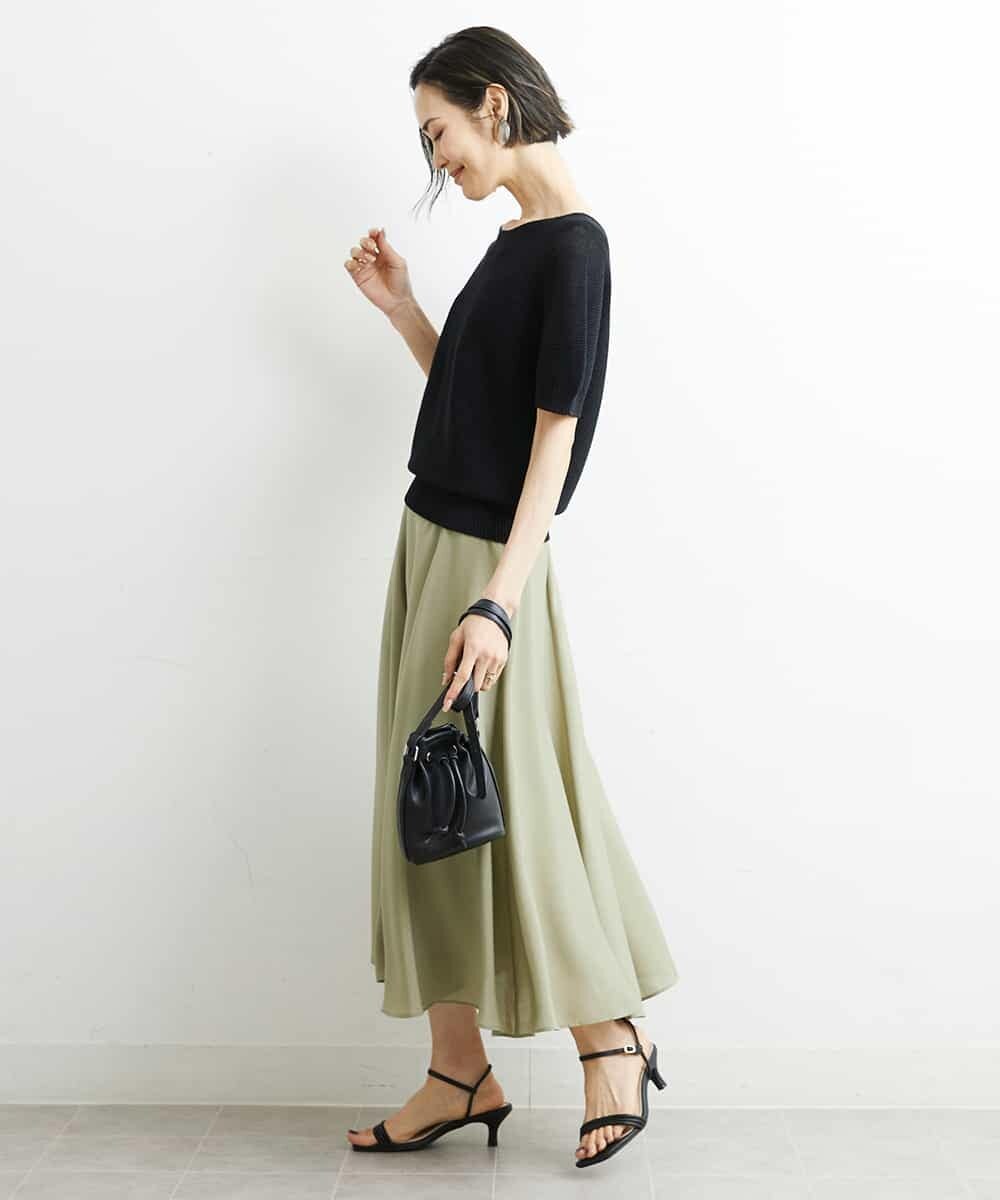 FMFHS28220 MICHEL KLEIN(ミッシェルクラン) ホールガーメント(R)半袖ニットプルオーバー（アンサンブル対応／WEB限定カラーあり） テラコッタ(84)