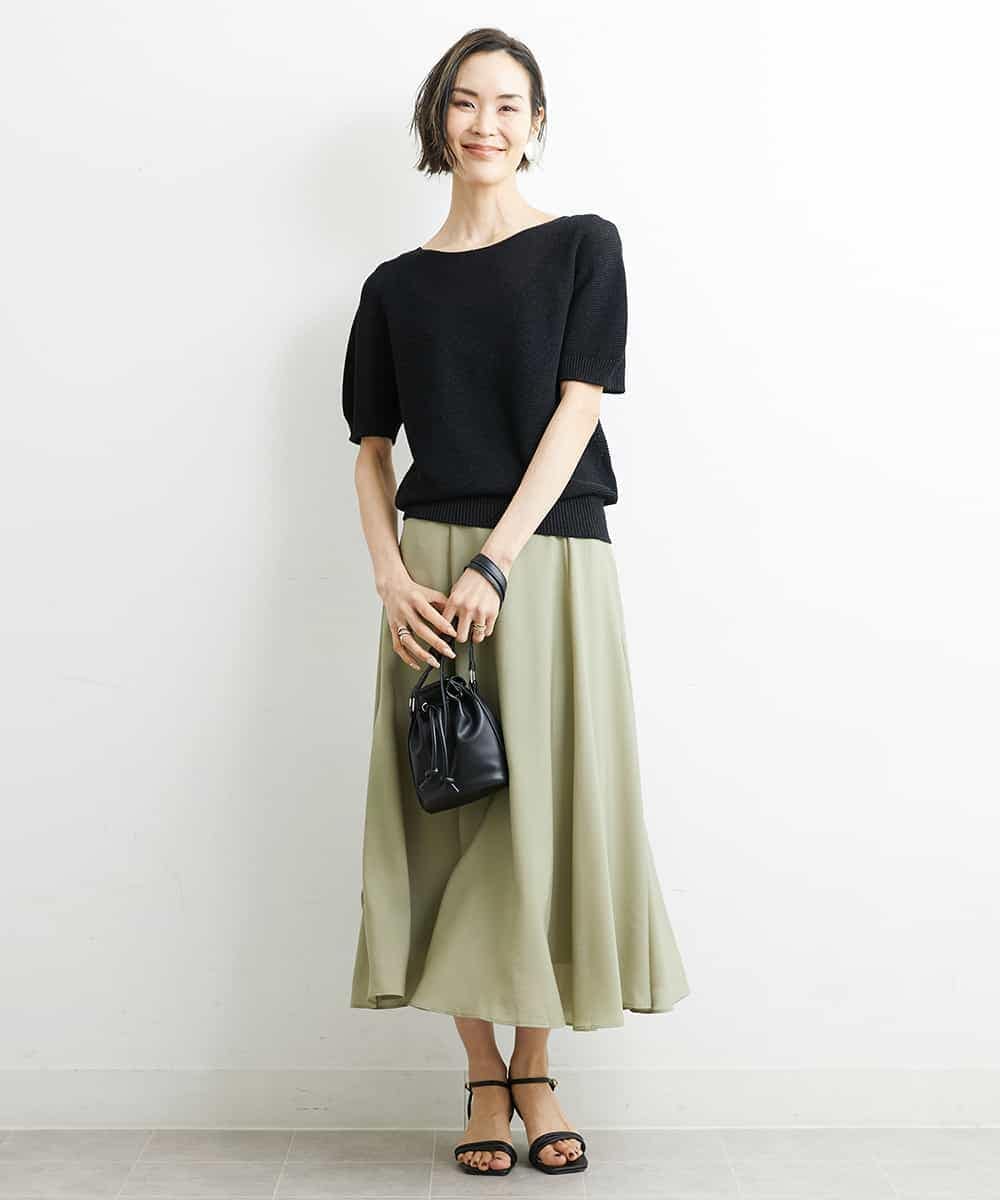 FMFHS28220 MICHEL KLEIN(ミッシェルクラン) ホールガーメント(R)半袖ニットプルオーバー（アンサンブル対応／WEB限定カラーあり） テラコッタ(84)