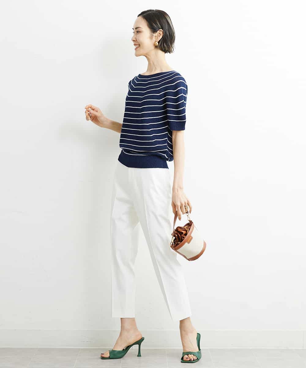 FMFHS28220 MICHEL KLEIN(ミッシェルクラン) ホールガーメント(R)半袖ニットプルオーバー（アンサンブル対応／WEB限定カラーあり） テラコッタ(84)
