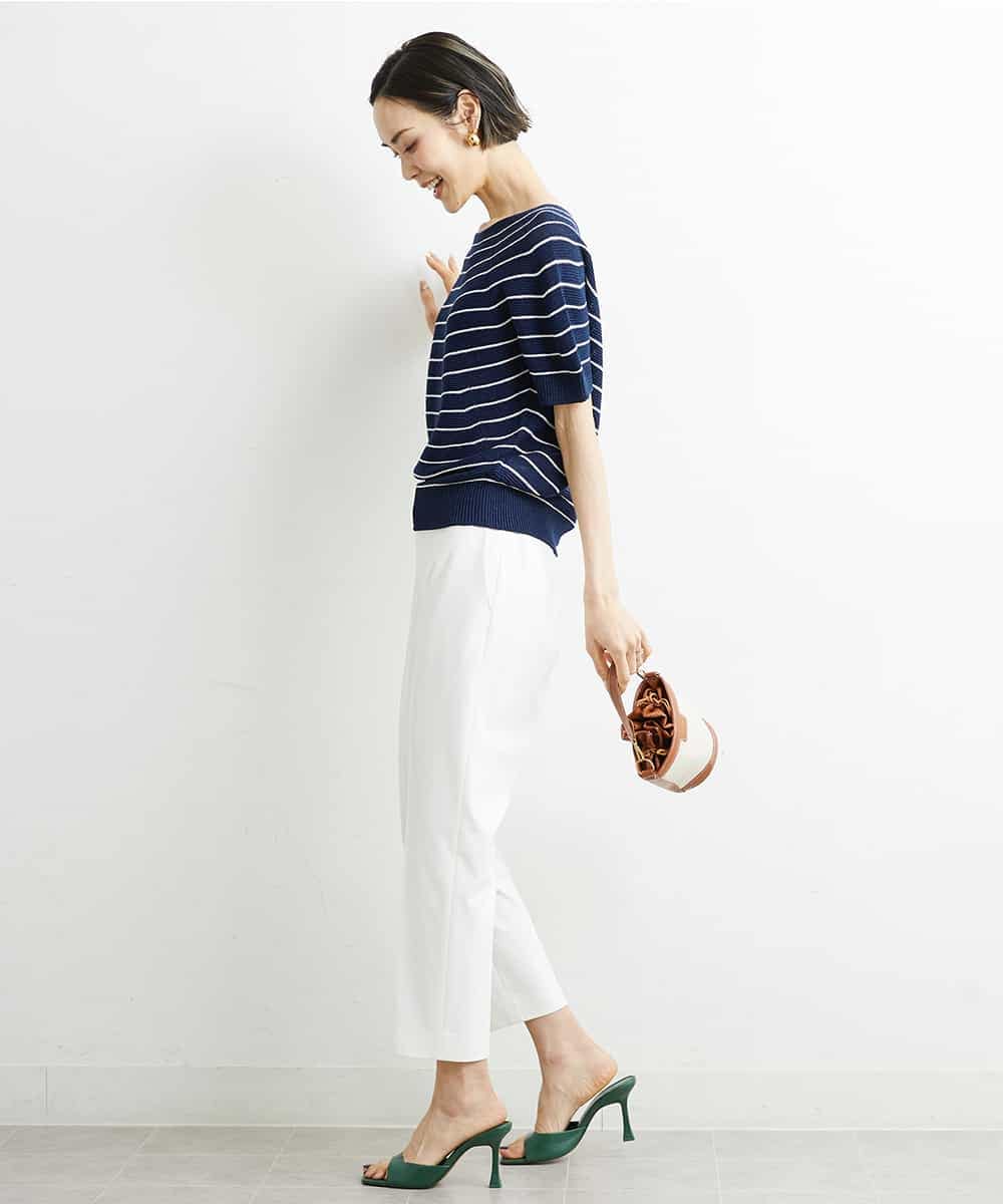 FMFHS28220 MICHEL KLEIN(ミッシェルクラン) ホールガーメント(R)半袖ニットプルオーバー（アンサンブル対応／WEB限定カラーあり） テラコッタ(84)