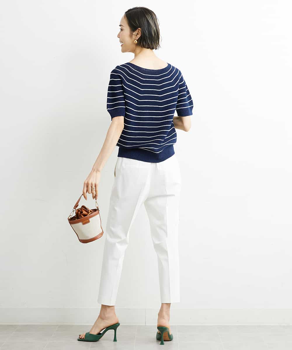 FMFHS28220 MICHEL KLEIN(ミッシェルクラン) ホールガーメント(R)半袖ニットプルオーバー（アンサンブル対応／WEB限定カラーあり） テラコッタ(84)